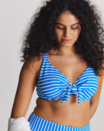 Figleaves Stripe Tie Front Underwired Bikini Top