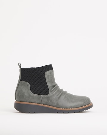 Heavenly Soles Blanche Low Wedge Ruched Ankle Boot - Extra Wide Fit (EEE)