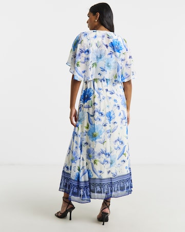 Joanna Hope Cape Sleeve Printed Tea Dress