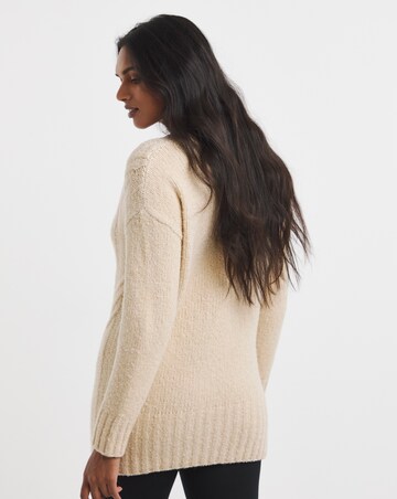 Oatmeal V-Neck Cable Boucle Tunic