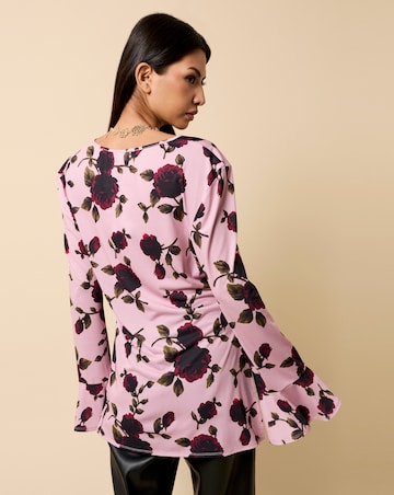 Little Mistress Multi Floral Print Tie Detail Top