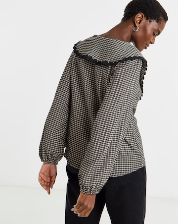 Gingham Collared Button Through Top