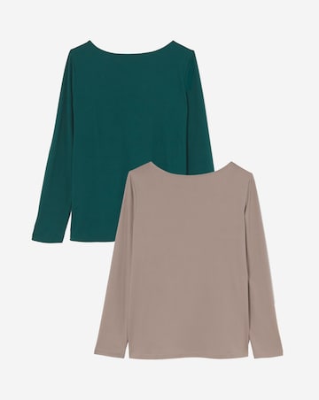 Latte & Green 2 Pack V Back Tops