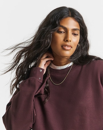 Burgundy Popper Sleeve Sweatshirt