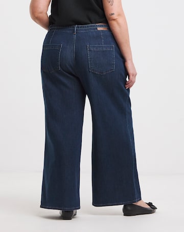 Simply Be Indigo Stretch High Rise Wide Leg Jeans