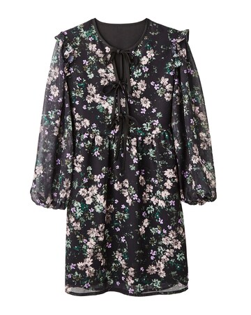 Simply Be Ditsy Print Bow Detail Skater Dress