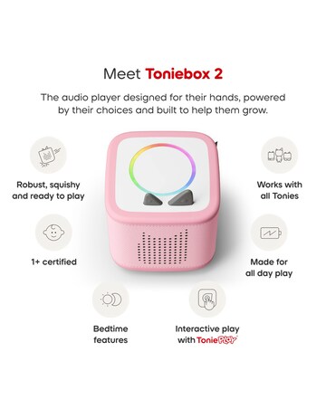 Toniebox 2 Cloud Pink Starter Set and 2 Disney Audio Characters Bundle