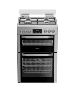 Hotpoint HDD6GDC2WX Dual Fuel Double Cooker with Glass Lid - Stainless Steel