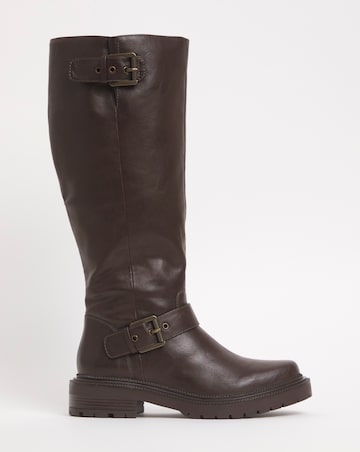 Eden Buckle Detail Knee High Boots - Extra Wide Fit (EEE) & Curvy Calf