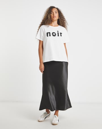 White Noir Beaded Floral Graphic T-Shirt