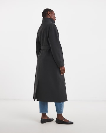 Charcoal Funnel Neck Longline Coat