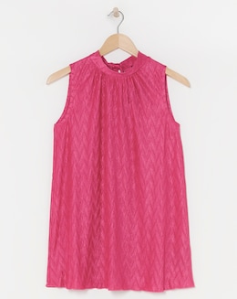 Pink Halter Neck Pleated Top