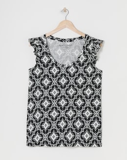 Printed  Ruffle Sleeve Vest