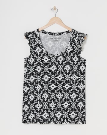 Printed Ruffle Sleeve Vest