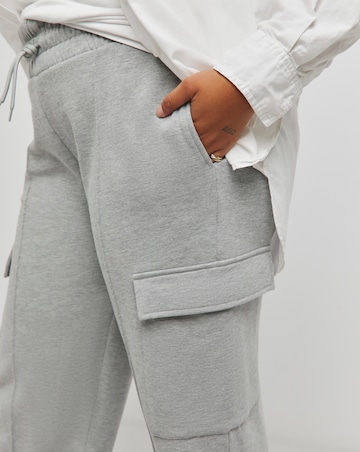 Grey Marl Wide Leg Cargo Joggers