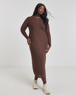 Simply Be Chocolate Mesh Maxi Dress
