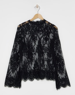 Wide Sleeve Sheer Lace Blouse