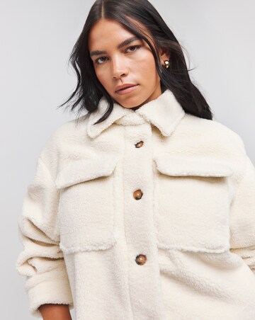 Off White Oversized Teddy Shacket