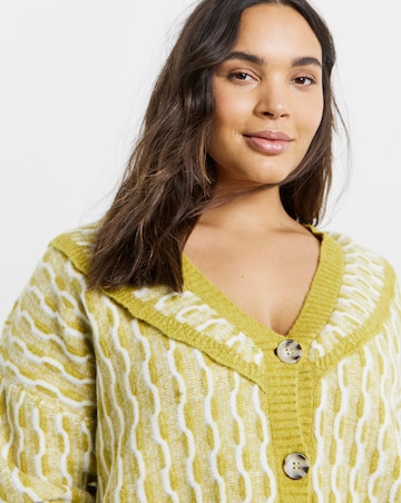 Native Youth Wave Knitted Frill Cardigan