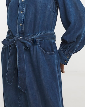 Mid Blue Lyocell Denim Midi Dress