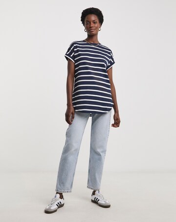 Pure Cotton 2 Pack Short Sleeve Curved Hem Longline top