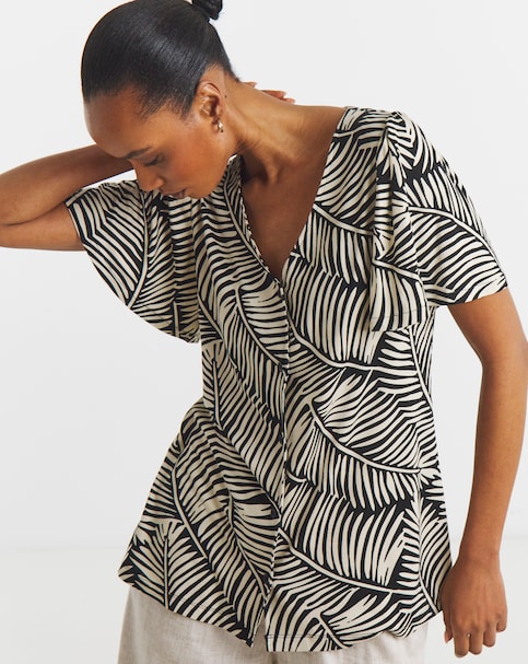 Button Front Angel Sleeve Top
