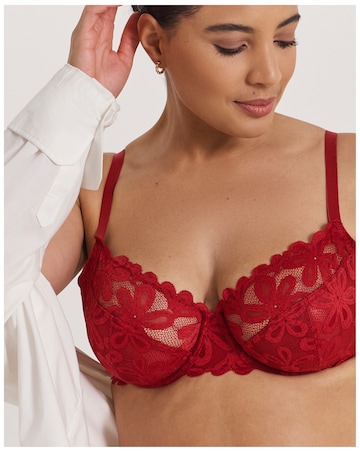 Pretty Secrets (2 Pack) Daisy Lace Full Cup Bras (B-G) Red/Pink