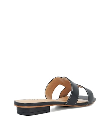 Dune Loupe Black Leather Sandals - Wide Fit (E)