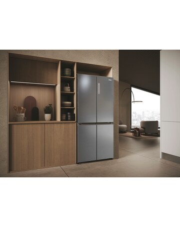 Haier Cube 83 Series 3 HCR3818ENMG American Fridge Freezer Silver + Install