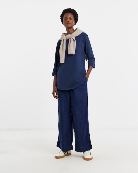 Longline Curved Hem 3/4 Sleeve