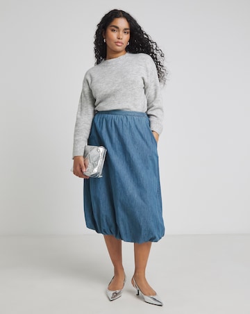 Simply Be Mid Blue Bubble Hem Denim Skirt