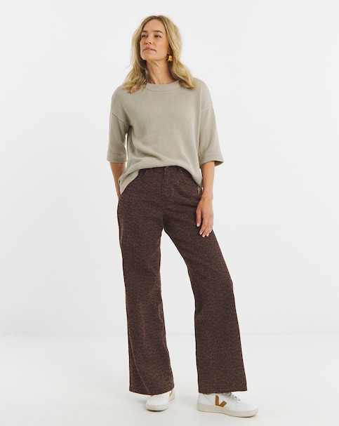 Chocolate Leopard Authentic Wide Leg Jeans