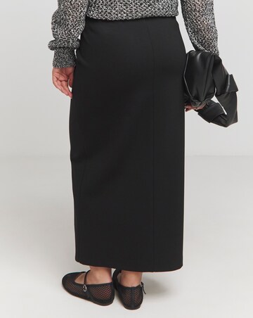 Black Zip Detail Ponte Stretch Midaxi Skirt