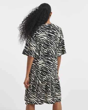 Simply Be Zebra Print Textured Jersey Drop Hem Smock Dress