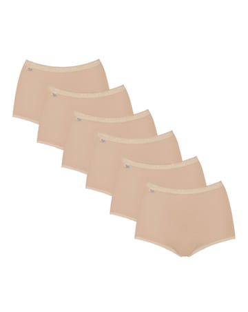 Sloggi 6 Pack Basic Maxi Briefs, Black, Skintone or White