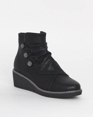 Cushion Walk Wedged Crepe Sole Button Ankle Boot EEE Fit