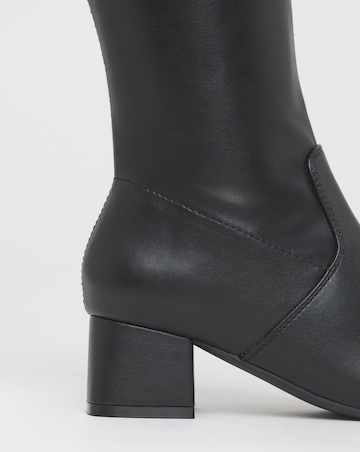 Claudia Low Block Heel Knee High Boots - Wide Fit (E) & Standard/Curvy Calf
