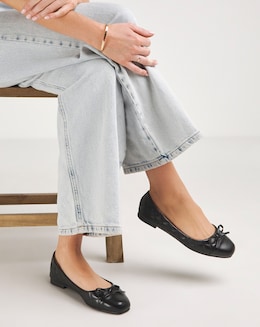 Paris Quilted Toe Cap Ballerina - Wide Fit (E)