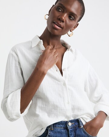 Pure Cotton Textured Relaxed Long Sleeve Shirt