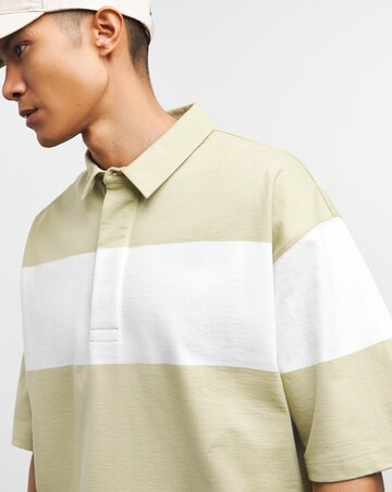 Armor Lux Striped Pale Olive Rugby Polo - Pale Olive