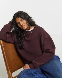 Burgundy Popper Sleeve Sweatshirt