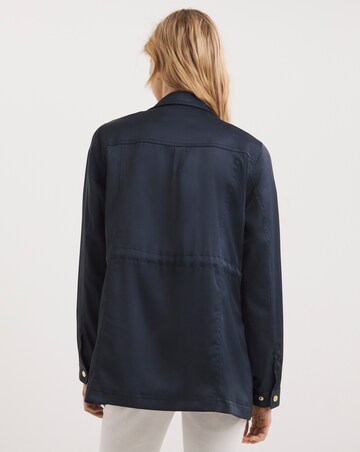 Navy Satin Utility Jacket