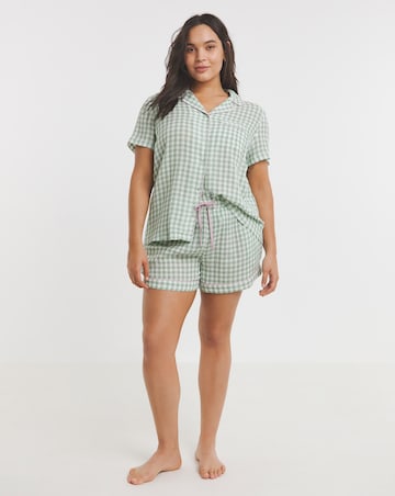 Gingham Soft Cotton Button Through Pyjama Short Set