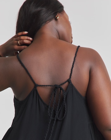 Beach to Beach Black Strappy Mini Beach Dress