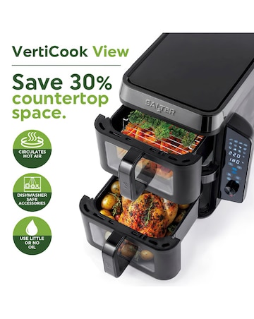 Salter EK6534 Verticook View Dual Basket Air Fryer with Viewing Windows