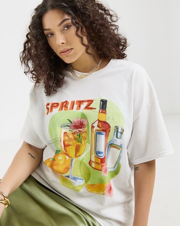 Simply Be White Spritz Graphic T-Shirt