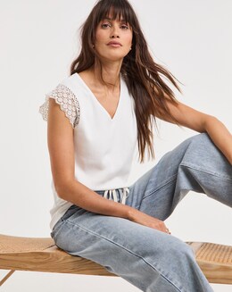 Pure Cotton Lace Insert Vest