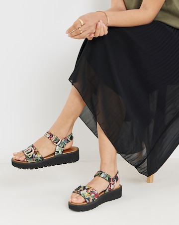 Heavenly Feet Sonja Floral Buckle Platform Sandals - Wide Fit (E)