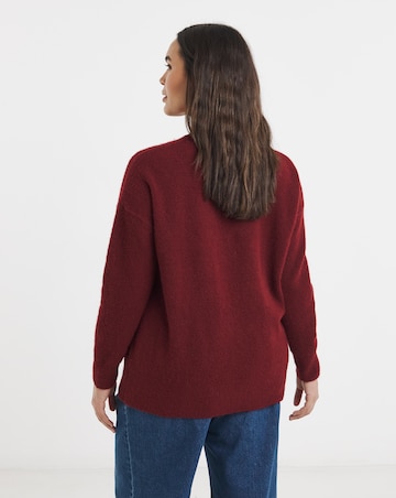 Simply Be Brushed Yarn Burgundy Slogan Knitted Crew Neck Jumper
