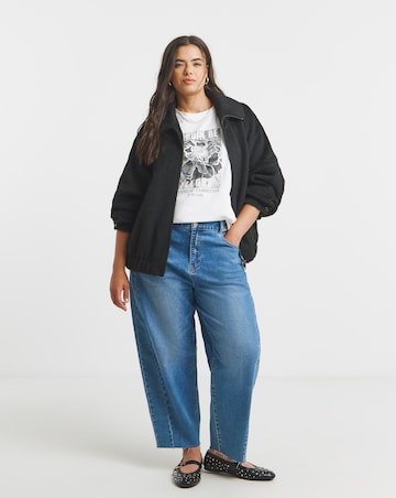 Black Seamed Detail Faux Wool Bomber